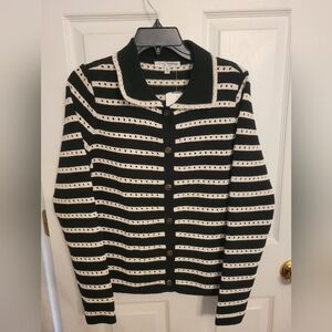 Love Trend Black and White Striped Cardigan